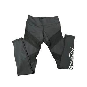 Rival Built Small Black Spell Out Leggings Sheer Cut Outs